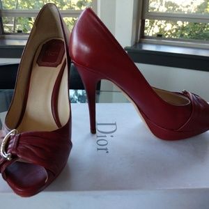CHRISTIAN DIOR Demi Lune Red Heels Size 36.5
